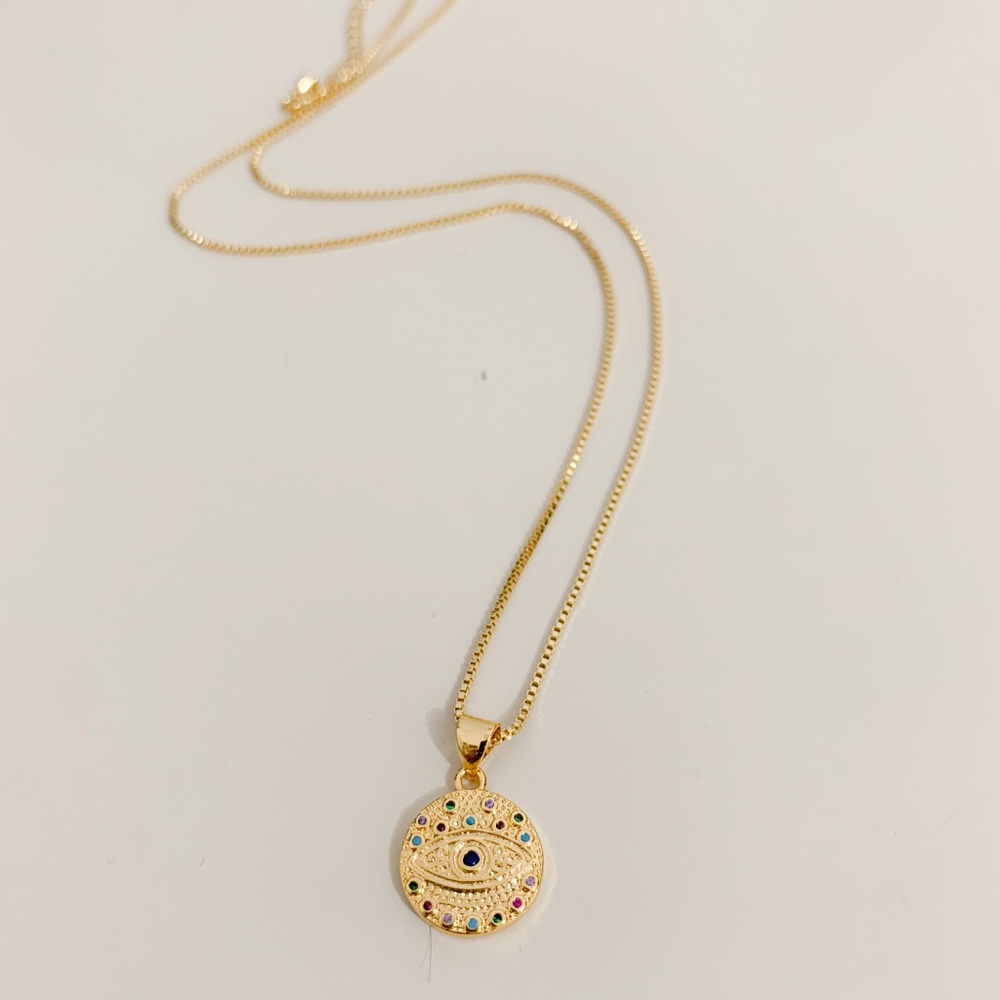 Colorful Evil Eye Necklace | 14k Gold Filled - Picture 4 of 8